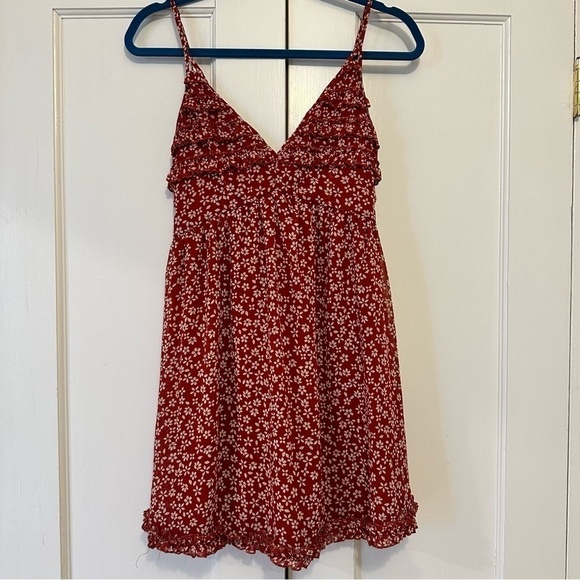 TRIXXI Red Floral Ruffle Hem Babydoll Mini Dress - Picture 3 of 8